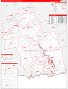 Lower Connecticut River Valley County Wall Map Red Line Style